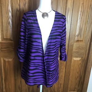 Sag Harbor Purple & Black Burn Out Cardigan.